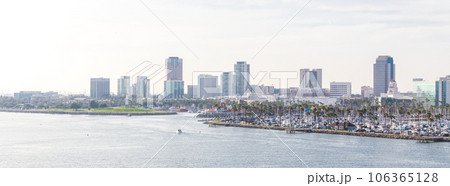 Long Beach California the USA port skyline with skyscrapers 106365128