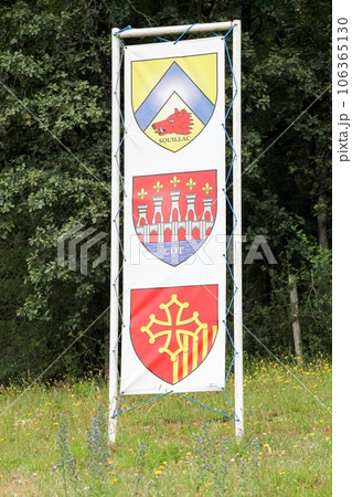 Coat of arms of Souillac municipality and Lot departement in France Coat of arms of Souillac municipality and Lot departement in France 106365130