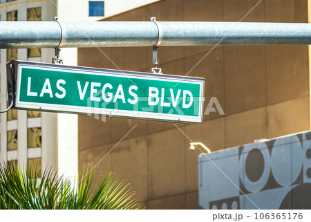 Las Vegas blvd Boulevard street and road sign 106365176