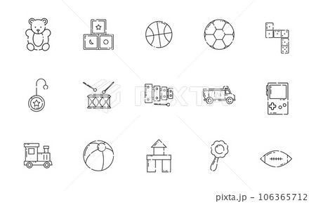 Set of different flat toy icons Vector Set of different flat toy icons Vector 106365712