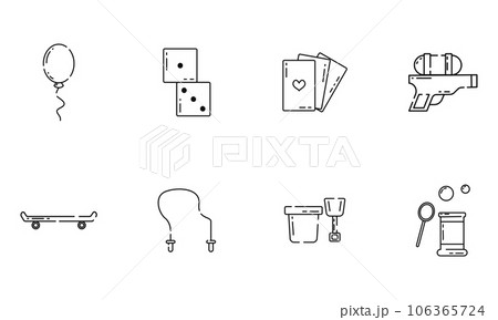 Set of different flat toy icons Vector Set of different flat toy icons Vector 106365724