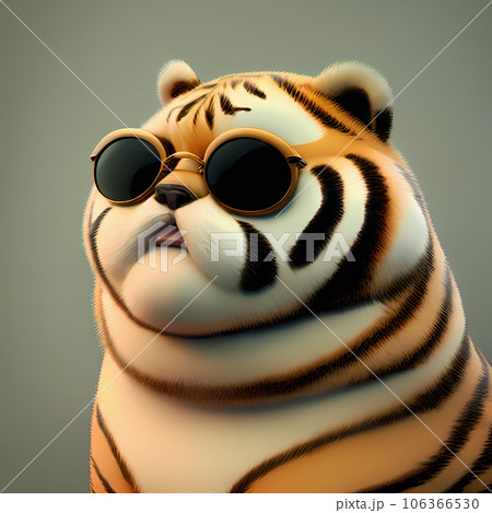 太っているサングラスをかけたトラのイラスト素材 [106366530] - PIXTA