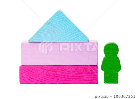 Colorful toy constructor pieces isolated on white Colorful toy constructor pieces isolated on white 106367253