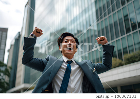 ガッツポーズをするサラリーマン AI生成 ガッツポーズをするサラリーマン AI生成 106367333
