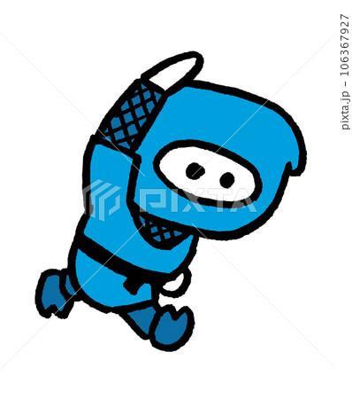 青い服着た忍法を使うかわいい忍者 106367927