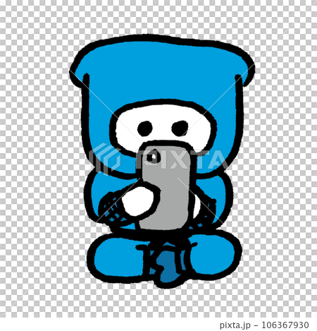 使用忍術的藍色衣服的可愛忍者 使用忍術的藍色衣服的可愛忍者 106367930