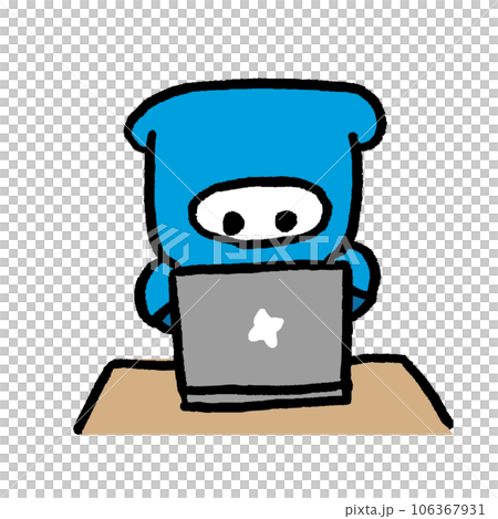 使用忍術的藍色衣服的可愛忍者 106367931