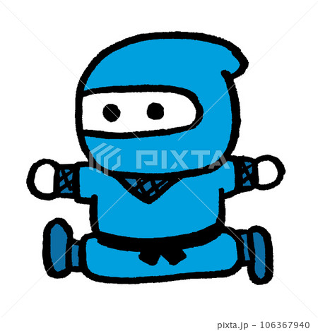 青い服着た忍法を使うかわいい忍者のイラスト素材 [106367940] - PIXTA