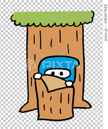 使用忍術的藍色衣服的可愛忍者 使用忍術的藍色衣服的可愛忍者 106367948