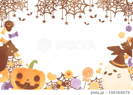 かわいい手描きのハロウィンのフレームイラスト 106368679