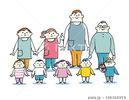整列する園児と先生たち イラスト素材 整列する園児と先生たち イラスト素材 106368959