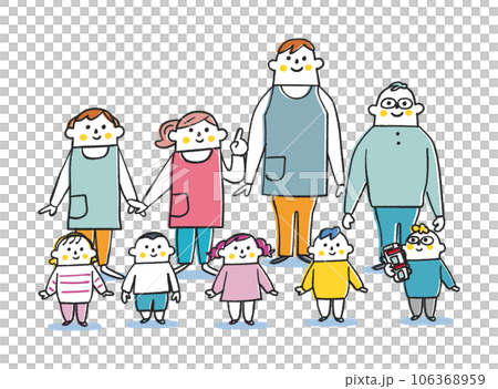 整列する園児と先生たち イラスト素材 整列する園児と先生たち イラスト素材 106368959