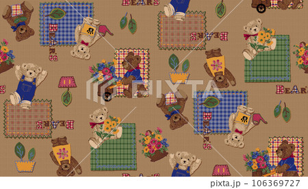 花屋のくまのテキスタイルパターンイラスト 花屋のくまのテキスタイルパターンイラスト 106369727