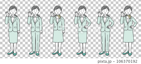 Female businessman diagonally doing OK pose Female businessman diagonally doing OK pose 106370192