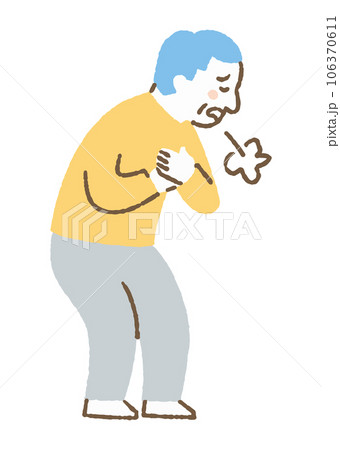 胸が痛む高齢の男性_色 106370611