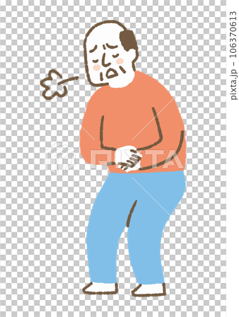 Elderly man with stomachache _ color 106370613