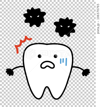 一個可愛的牙齒角色對蛀牙細菌感到驚訝的插圖 106370765