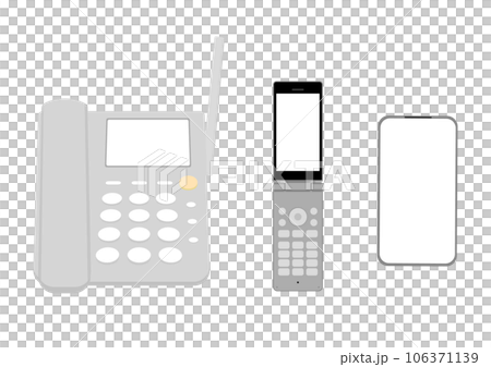 固定電話と携帯電話とスマートフォン 固定電話と携帯電話とスマートフォン 106371139