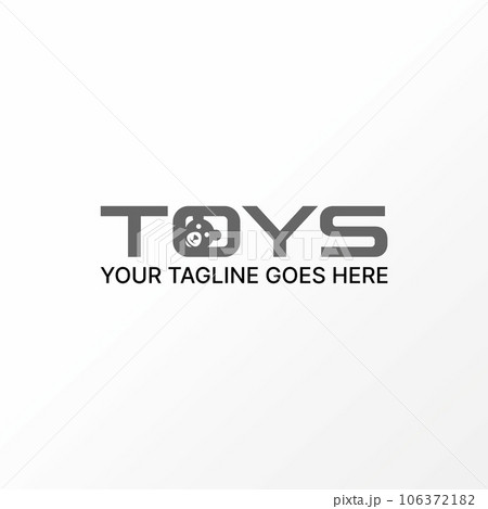 Logo design graphic concept creative abstract premium vector stock sign letter word TOYS font with funny panda zoo. Related animal game children shop 106372182