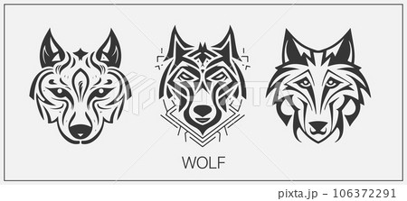 Abstract luxury wolf head vector monogram logo design template. Wolf vector logotype set. 106372291