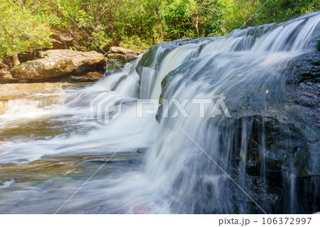 Waterfall at Phu Kradueng national park, Loei Thailand, beautiful landscape of waterfalls in rainforest 106372997