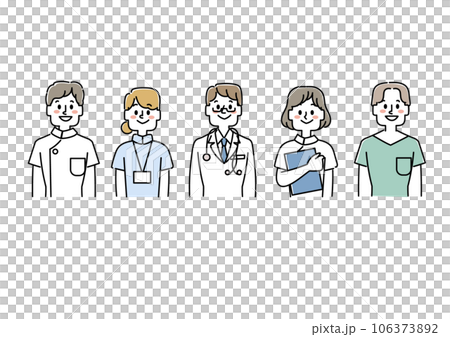 医療従事者のイラストセット(上半身) 医療従事者のイラストセット(上半身) 106373892