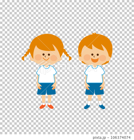 運動會：孩子們微笑著站著 106374074