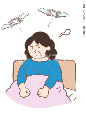 入院中に医療費について考えこむ統合失調症の女性のイラスト 106374168