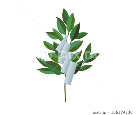 シンプルな玉串(榊と紙垂)のイラスト シンプルな玉串(榊と紙垂)のイラスト 106374230