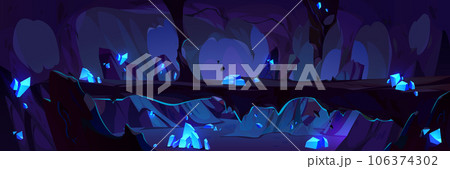 Underground mine with crystal vector background 106374302