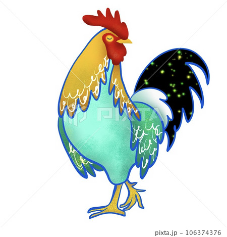 ニワトリをカラフルにデザインしたイラスト 106374376