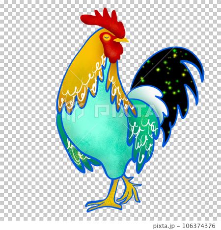 ニワトリをカラフルにデザインしたイラスト 106374376