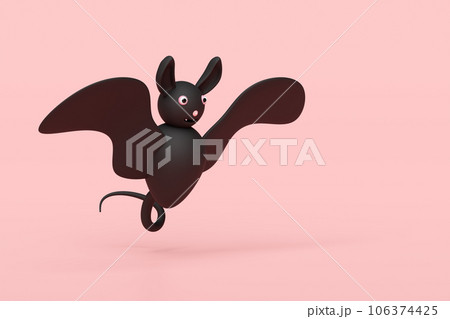 3d halloween holiday party with black bat isolated on pink background. 3d render illustration 3d halloween holiday party with black bat isolated on pink background. 3d render illustration 106374425