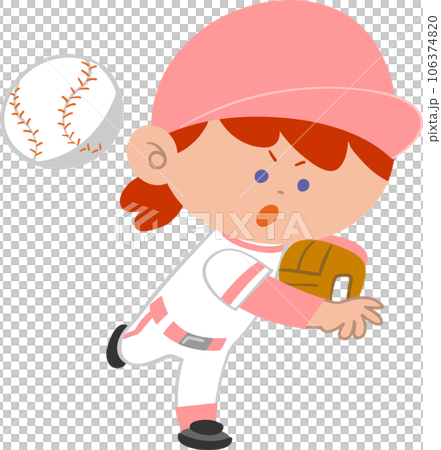 野球をする女の子　ピッチャー 106374820