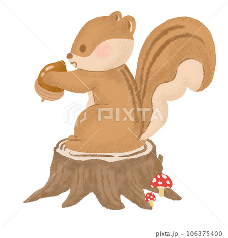 リス 手描きアート クレヨン リス 手描きアート クレヨン