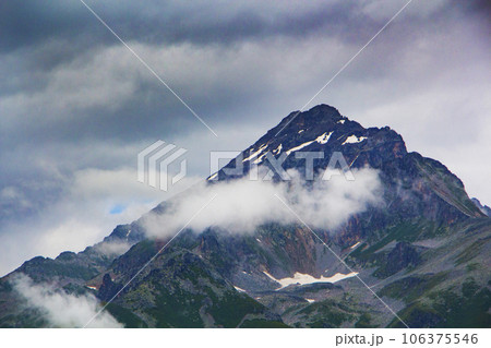 The Caucasus Mountains. Mountain peaks in summer. 106375546