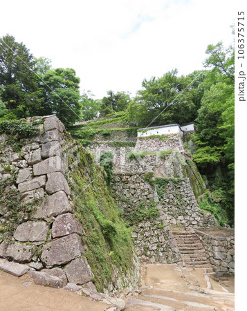 つわものどもが夢の跡、岡山県高梁市の山のてっぺんにあるに備中松山城の壮大な石垣 106375715