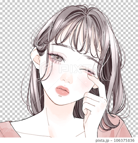 眠そうな女性のイラスト素材 [106375836] - PIXTA