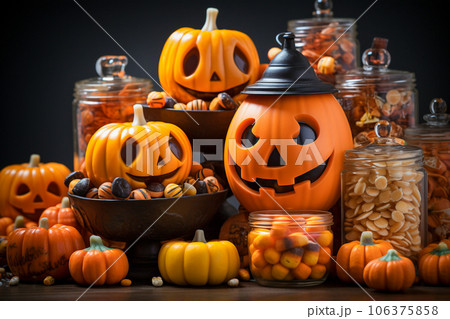 Halloween Pumpkin Candy Background Halloween Pumpkin Candy Background 106375858