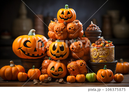 Halloween Pumpkin Candy Background Halloween Pumpkin Candy Background 106375875