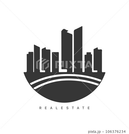 Real estate logo design with line art style. City building vector abstract for Logo Design Inspiration Real estate logo design with line art style. City building vector abstract for Logo Design Inspiration 106376234