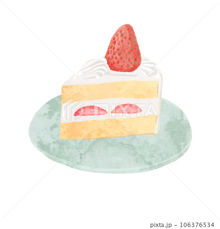 苺のショートケーキの水彩ベクターイラスト 106376534