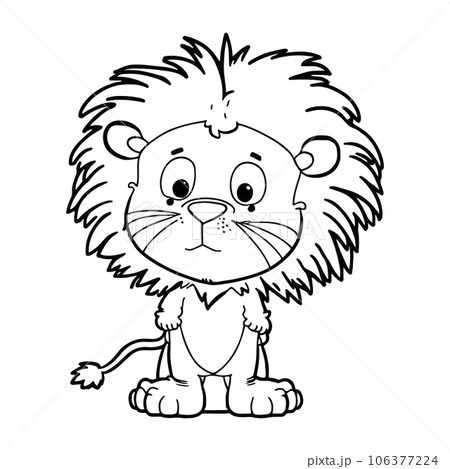 A little cute childish vector lion smiling. Vector illustration for coloring book. A little cute childish vector lion smiling. Vector illustration for coloring book. 106377224