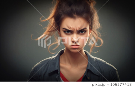 厳しい顔つきで怒っている女性 - AI生成画像 106377418