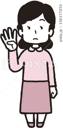 右手で4本指をする女性の全身イラスト 右手で4本指をする女性の全身イラスト 106377850