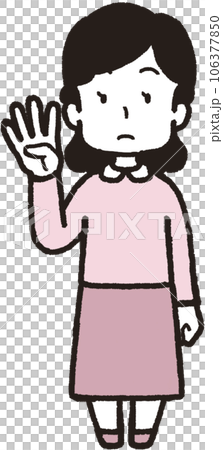 右手で4本指をする女性の全身イラスト 右手で4本指をする女性の全身イラスト 106377850