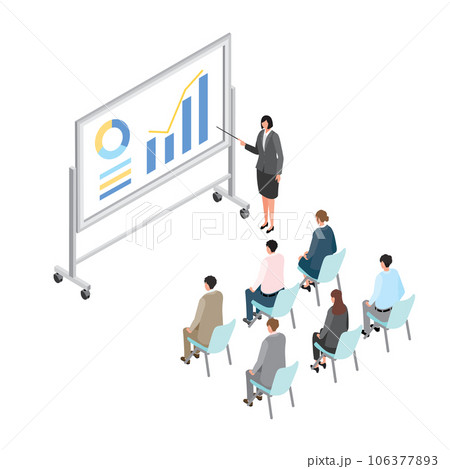 アイソメトリック_研修を受ける人々 106377893