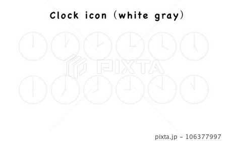 黒背景に使える白字の時計アイコン 黒背景に使える白字の時計アイコン 106377997