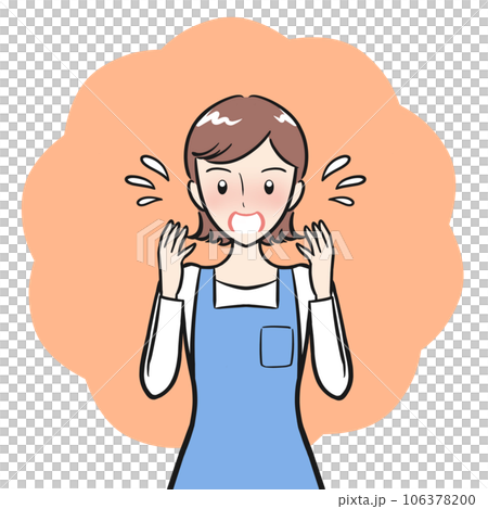 A young woman in an apron who gets red in trouble 106378200