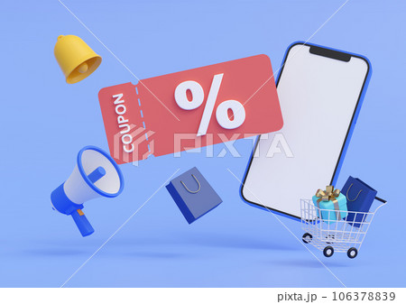 3DCG｜スマートフォンと電子クーポンで楽しくショッピング 106378839